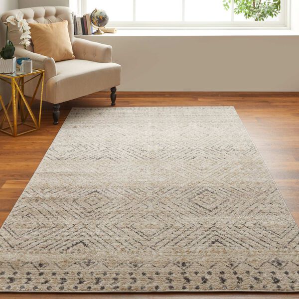Camellia Global Geometric Ivory Gray Rectangular 4 Ft. 3 In. x 6 Ft. 3 In. Area Rug, image 3