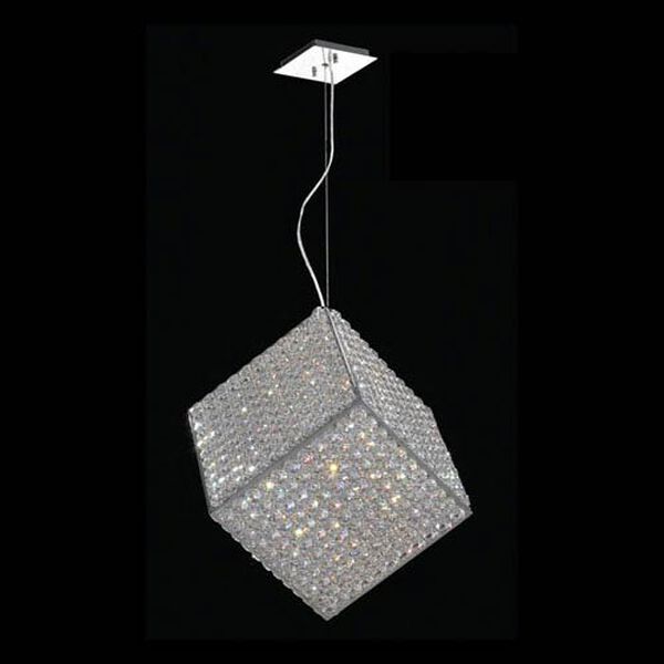 Cube Six-Light Chrome Finish with Clear-Crystals Pendant, image 1