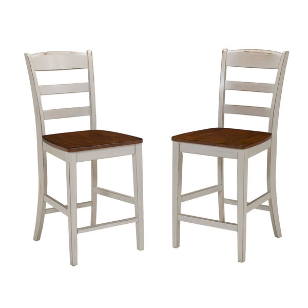 Monarch Antiqued White Kitchen Island and Two Stools, image 3