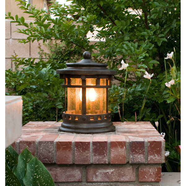 Santa Barbara Sienna Three-Light Outdoor Deck Lantern with Seedy Glass, image 4