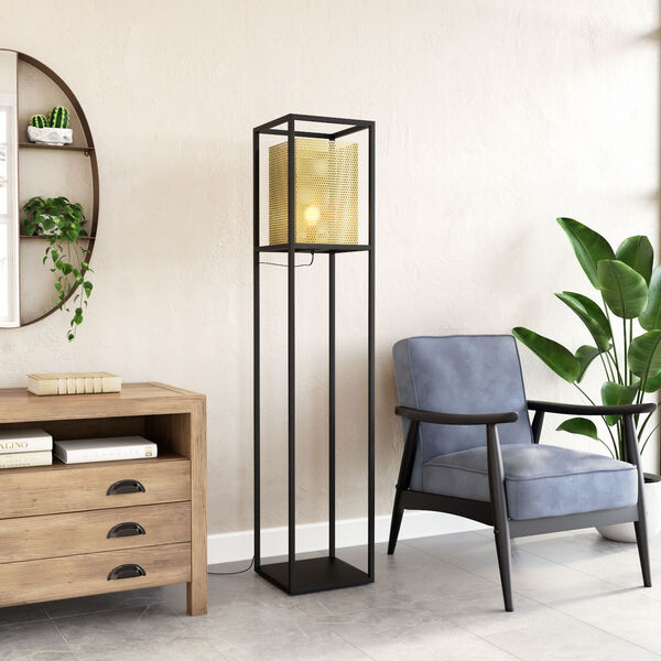 Yves Gold and Black One-Light Floor Lamp, image 2