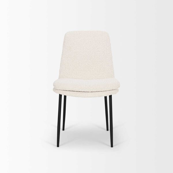 Eve Cream Boucle Fabric and Matte Black Metal Dining Chair, image 2