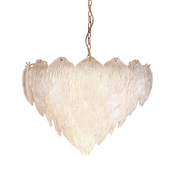 Acanthus Clear and Distressed Gold 10-Light Chandelier, image 1