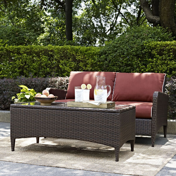 Kiawah Sangria Brown Two-Piece Outdoor Wicker Chat Set, image 5