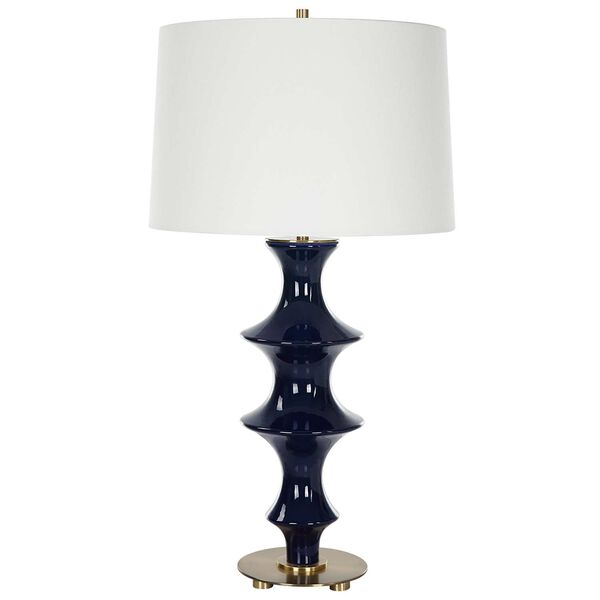 Coil Rich Cobalt Blue and White Table Lamp, image 5