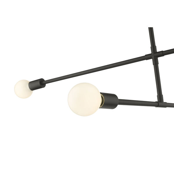 Modernist Matte Black Three-Light Mini Chandelier, image 6