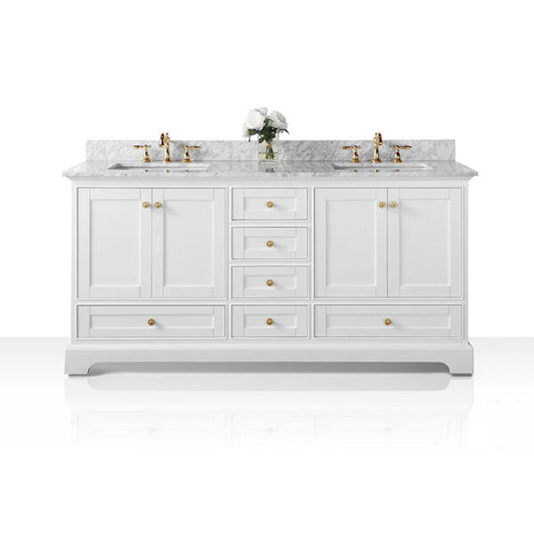Audrey White 72-Inch Vanity Console with Gold Hardware, image 4