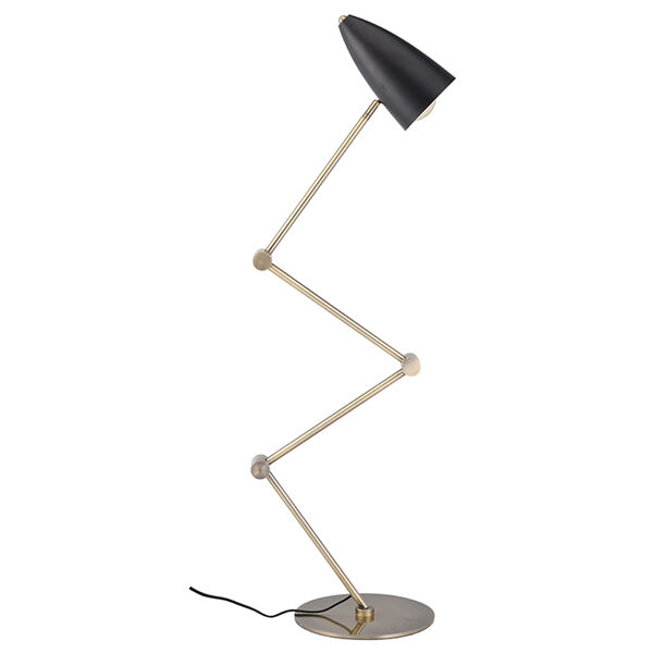 Phillipe Black and Antique Brass One-Light Floor Lamp, image 2