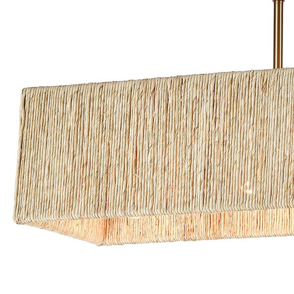 Abaca Satin Brass Five-Light Pendant With Abaca Rope, image 3