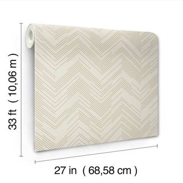 Polished Chevron Cream and Gold Wallpaper, image 5