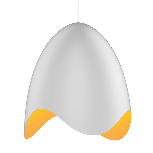 Waveforms Satin White LED Large Bell Pendant with Apricot Interior Shade, image 1