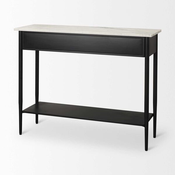 Amika White Marble Top Black Metal Base Console Table, image 6