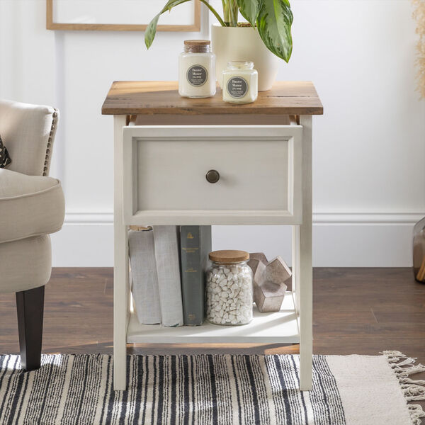 Natalee Barnwood and White One Drawer Side Table, image 4