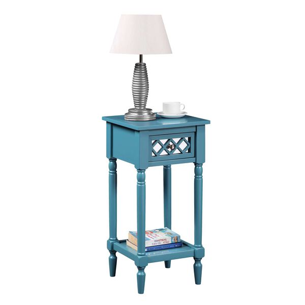 Khloe French Country Blue  Deluxe One Drawer End Table with Shelf, image 1