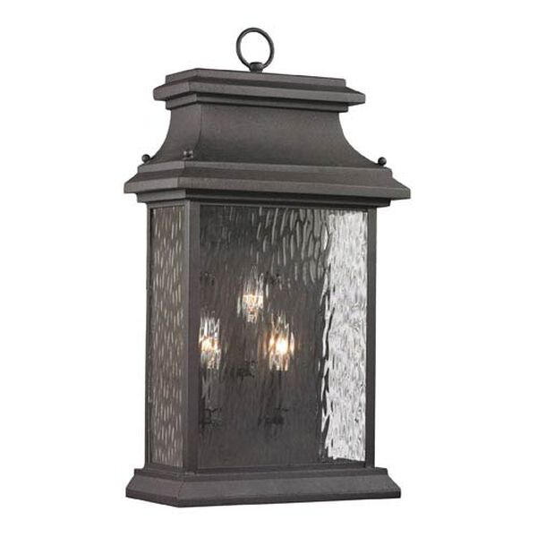 Forged Provincial Charcoal Three Light Outdoor Wall Sconce, image 1