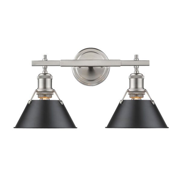 Orwell Pewter Two-Light Bath Vanity with Black Shades, image 1