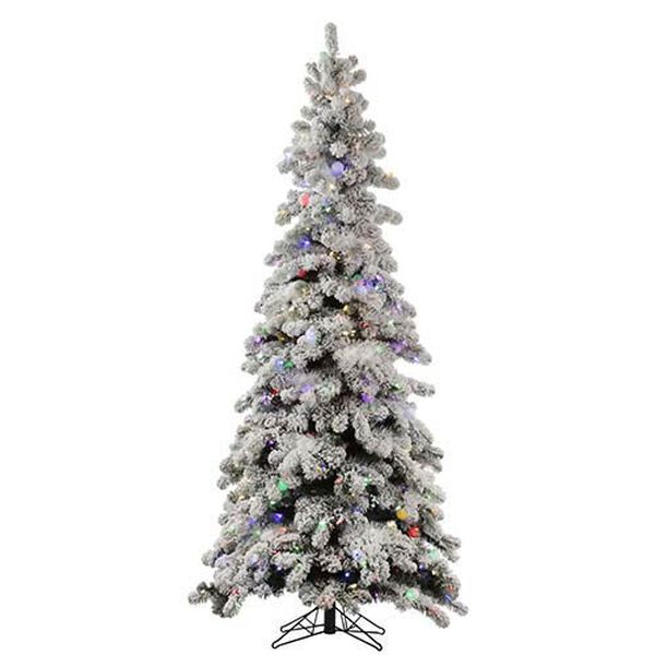 Flocked Kodiak 7 Foot x 40-Inch Christmas Tree with 555 Warm White LED Lights, image 1