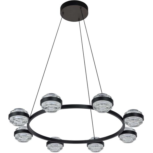 Milano Black Adjustable Eight-Light Integrated LED Chandelier, image 1