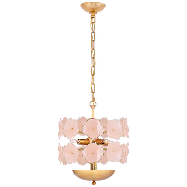 Leighton Small Chandelier in Soft Brass with Blush Tinted Glass by kate spade new york, image 1