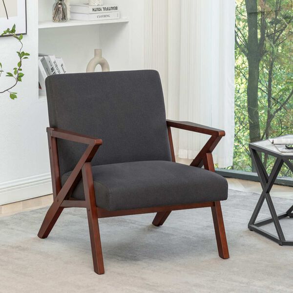 Take A Seat Dark Gray Fabric Espresso Cliff Accent Chair, image 2