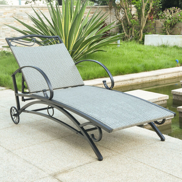 Valencia Gray Resin Wicker Outdoor Chaise Lounge, image 1