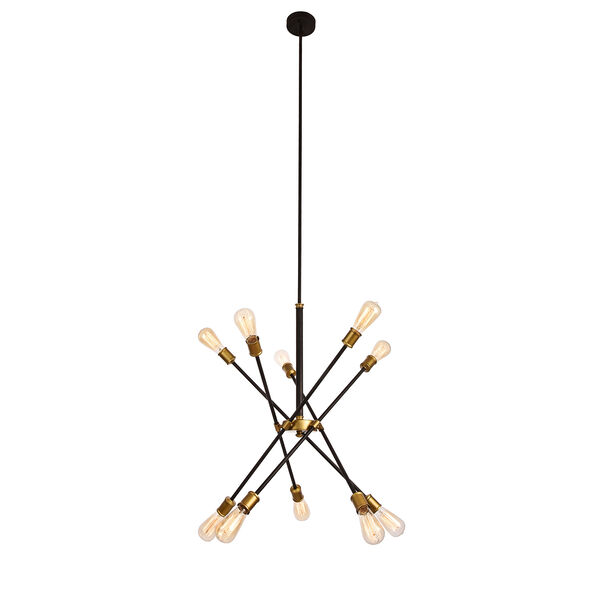 Axel Black and Brass 10-Light Chandelier, image 3