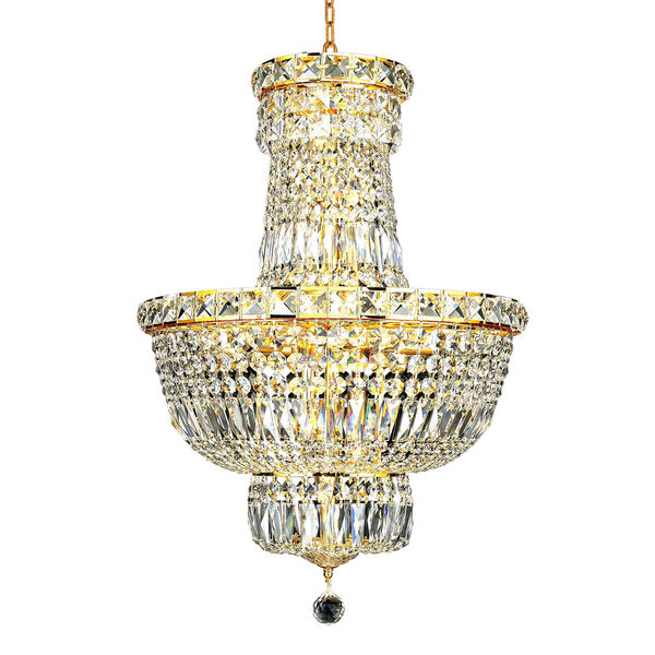 Tranquil Gold Twelve-Light 18-Inch Chandelier with Royal Cut Clear Crystal, image 1