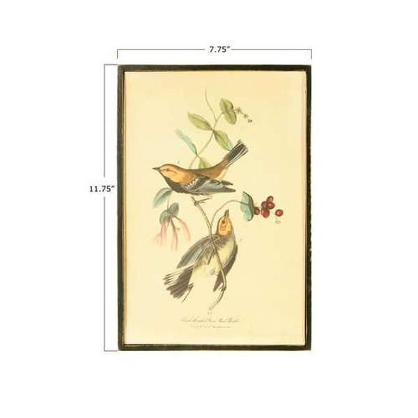 Multicolor 8 x 12-Inch Vintage Reproduction Bird on Branch Wall Decor, Set of 4, image 5