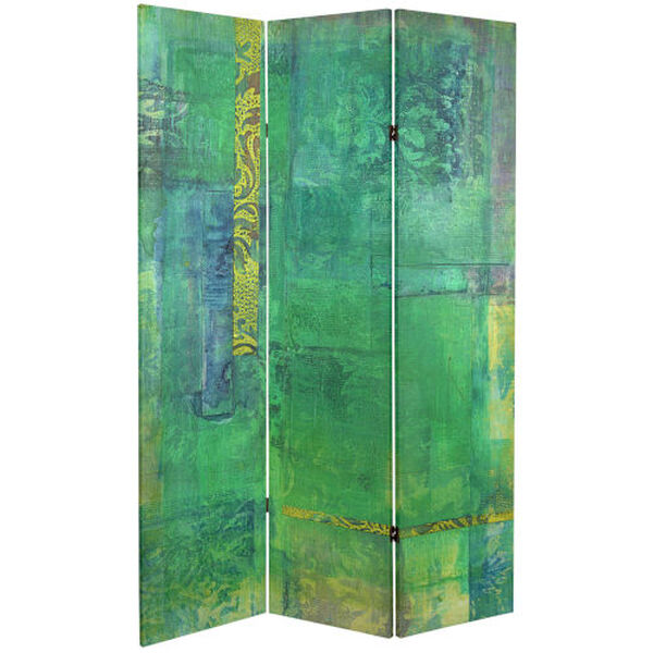 Tall Double Sided Trellis Green Canvas Room Divider, image 1