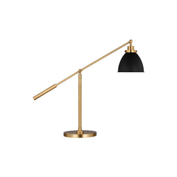 Wellfleet Midnight Black and Burnished Brass One-Light Dome Desk Lamp, image 1
