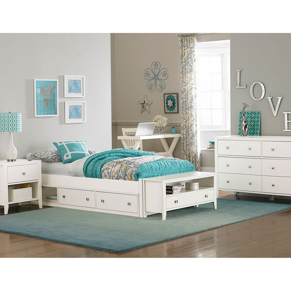 Pulse White Twin Platform Bed with Storage, image 1