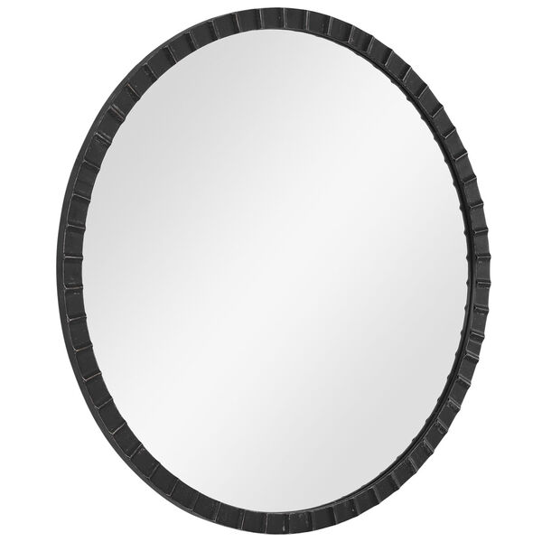 Dandridge Matte Black and Silver Round Mirror, image 4