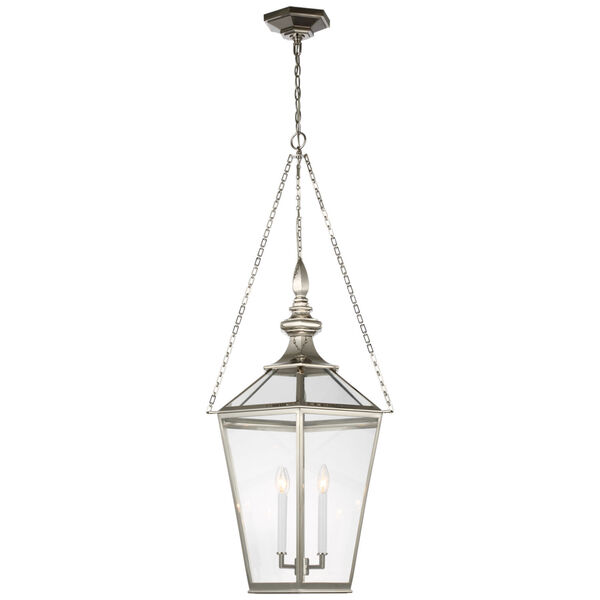 Evaline Large Lantern in Polished Nickel with Clear Glass by Chapman  and  Myers, image 1