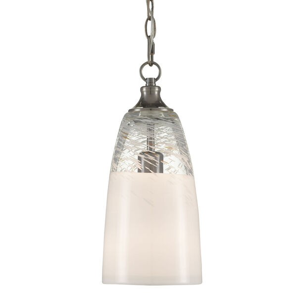 Assam Opal White and Antique Nickel One-Light Mini Pendant, image 2