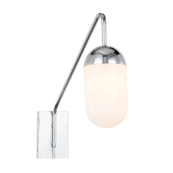 Kace Chrome One-Light Wall Sconce with Frosted White Glass, image 6