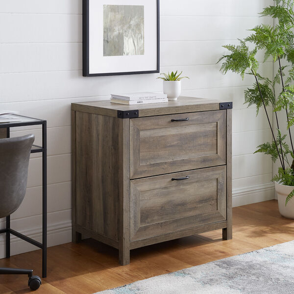 Grey Wash Filing Cabinet with Two Drawer, image 2