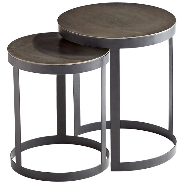 Silver and Black Monocroma Side Table, 2 Piece, image 1