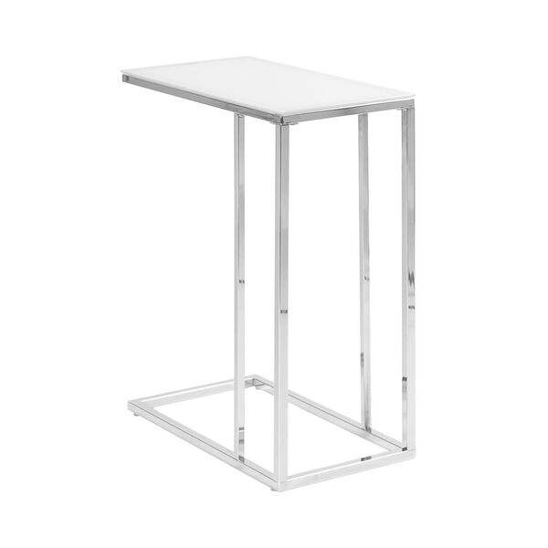 Accent Table - Chrome Metal with Frosted Tempered Glass, image 2