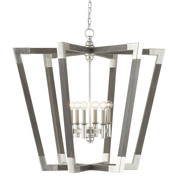 Bastian Chateau Gray and Silver Six-Light Chandelier, image 1