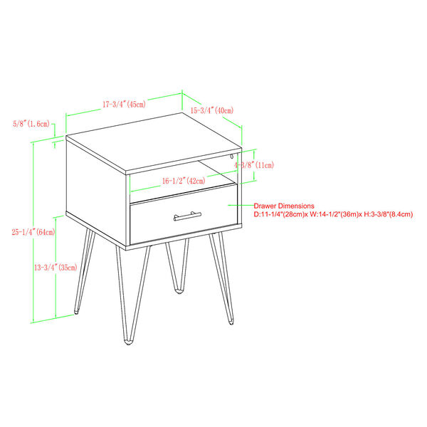 Croft Birch Single Drawer Hairpin Leg Side Table, Set of Two, image 5