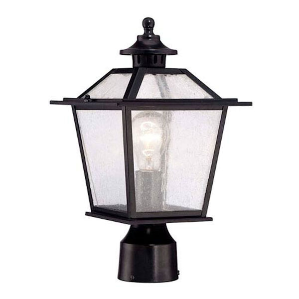 Salem Matte Black One-Light Outdoor Post Mount with Clear Seeded Glass, image 1