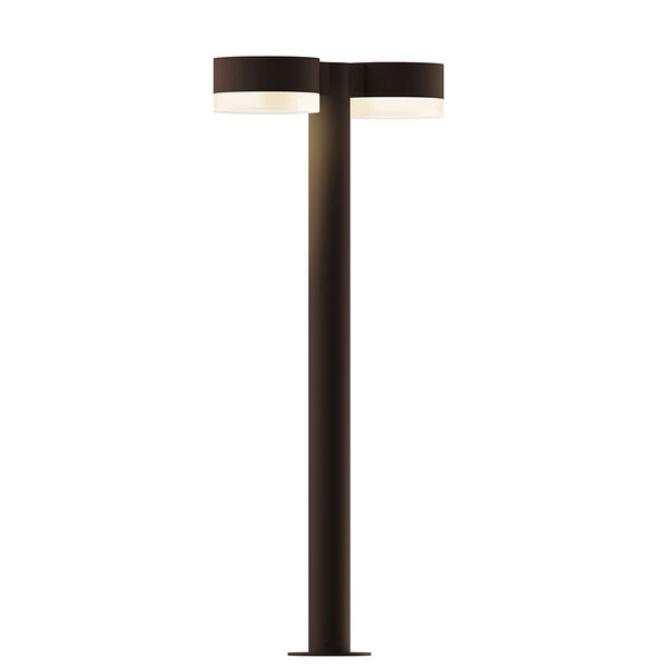 Inside-Out REALS Textured Bronze 28-Inch LED Double Bollard with Cylinder Lens and Plate Cap with Frosted White Lens, image 1