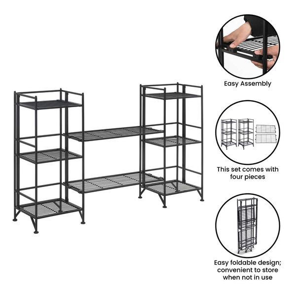 Xtra Storage Three-Tier Folding Metal Shelves with Set of Two Extension Shelves, image 4