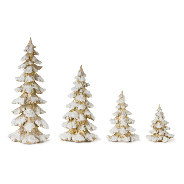 Gold and White Resin Tree Tabletop Décor, Set of 4, image 1