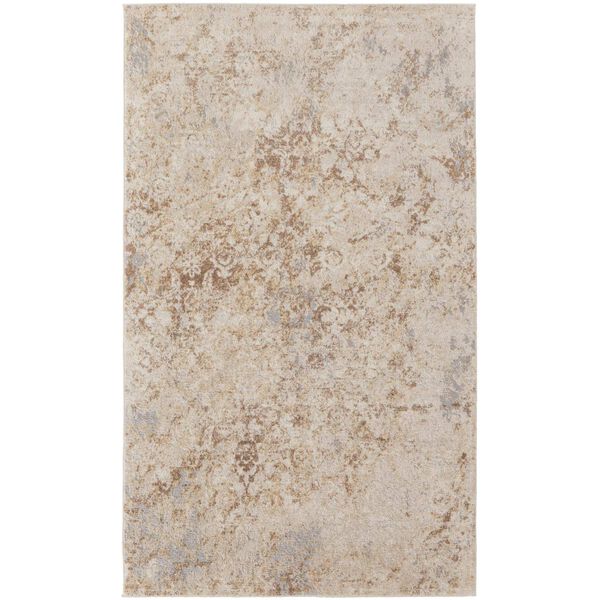 Camellia Casual Abstract Tan Ivory Rectangular 4 Ft. 3 In. x 6 Ft. 3 In. Area Rug, image 1