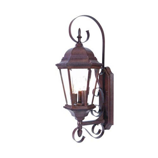 New Orleans Burled Walnut Three-Light 25-Inch Outdoor Wall Mount, image 1