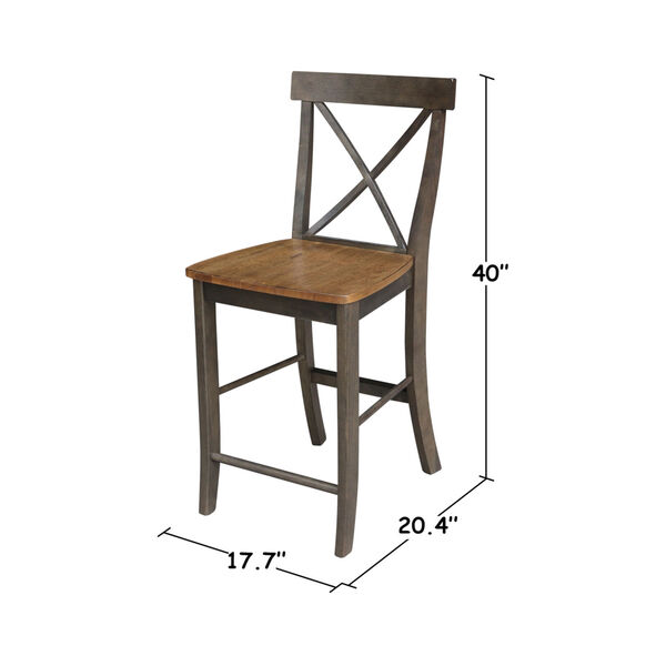Hickory and Washed Coal X-Back Counterheight Stool, image 5