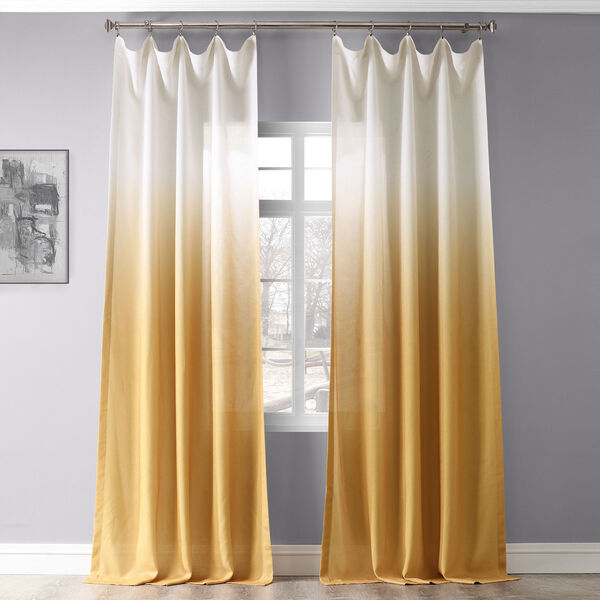 Ombre Gold Faux Linen Semi Sheer Single Panel Curtain 50 x 96, image 2