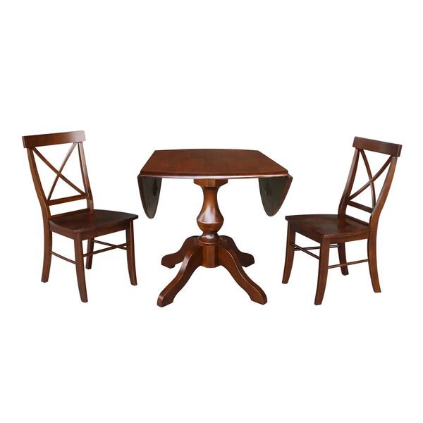 Espresso Round Top Pedestal Table with Chairs, 3-Piece, image 5