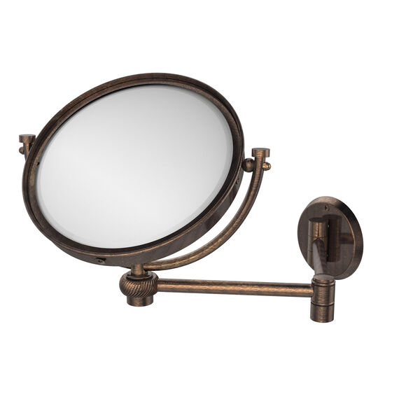 8 Inch Wall Mounted Extending Make-Up Mirror 2X Magnification with Twist Accent, Venetian Bronze, image 1